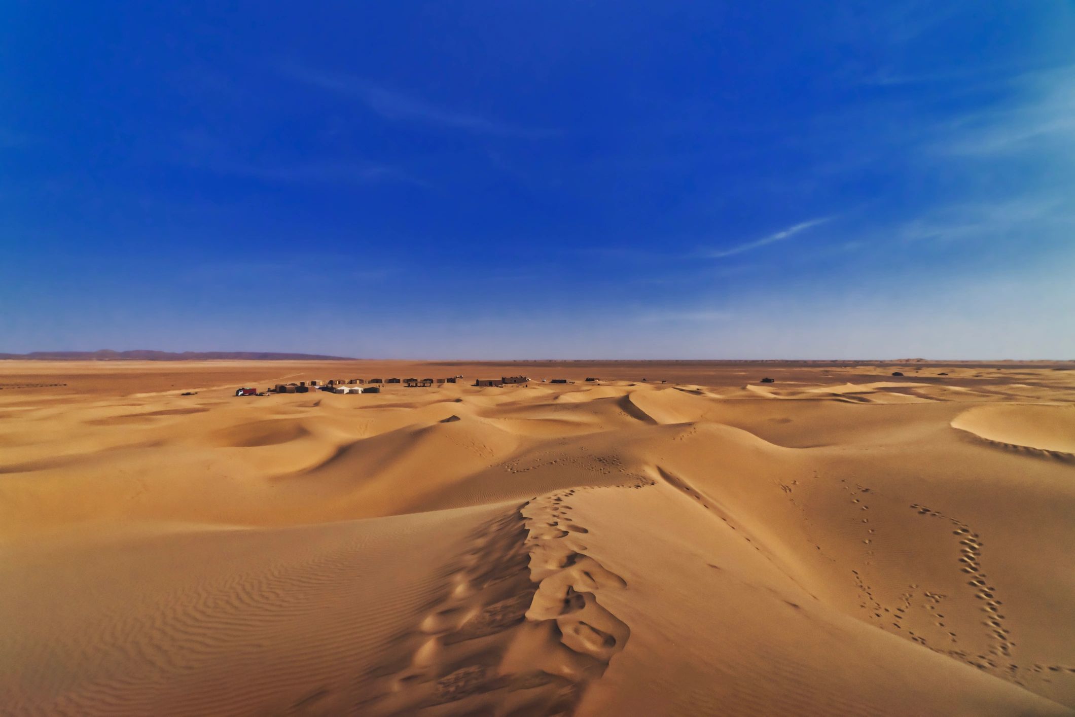Panoramic Sahara sand dune near Mhamid el Ghizlane