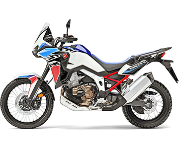 Honda Africa Twin CRF1100L motorcycle in blue, white, red and black side profile