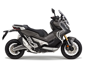 Black and gray X-ADV maxi-scooter in left-side profile
