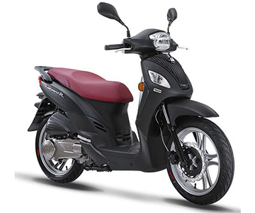 Sym 50 black and maroon scooter